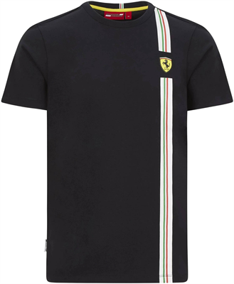 Tričko Scuderia Ferrari s taliansku trikolórou Čierne